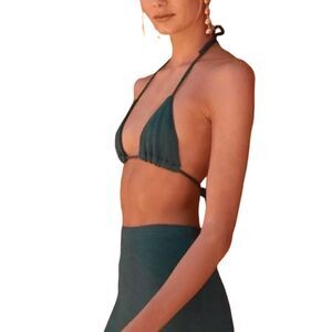 Savannah Morrow The Label Emerald Green Knit Triangle Top - Size Small